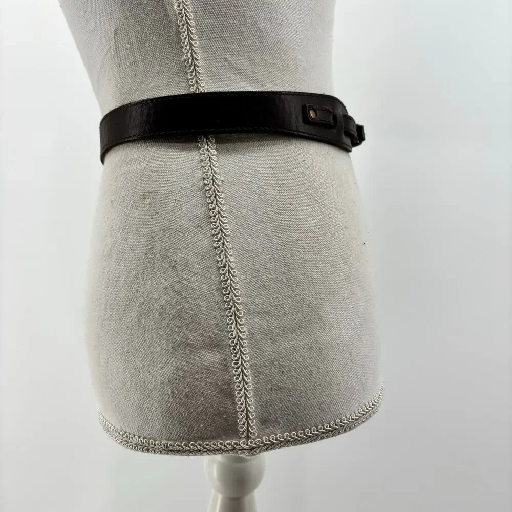 AEO Womens XS Small Belt Brown Leather 90s Fashion Glam Belt